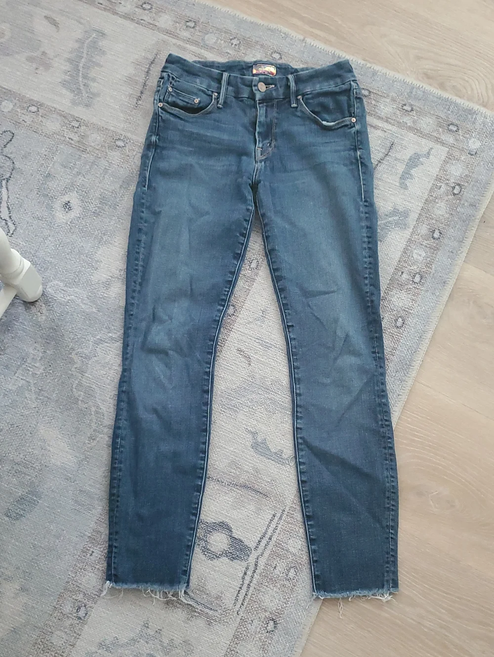 Mother Looker Ankle Fray Girl Crush Blue Stretch Soft Jeans Denim Pants Sz26